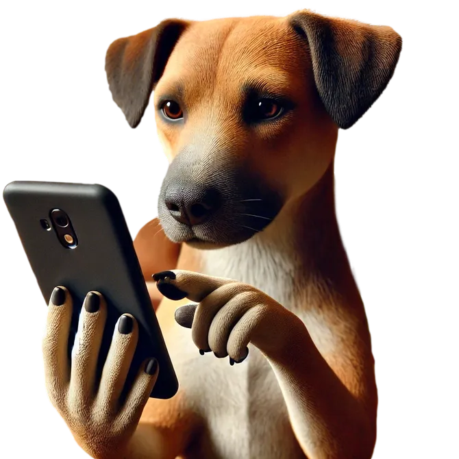 Chien avec smartphone